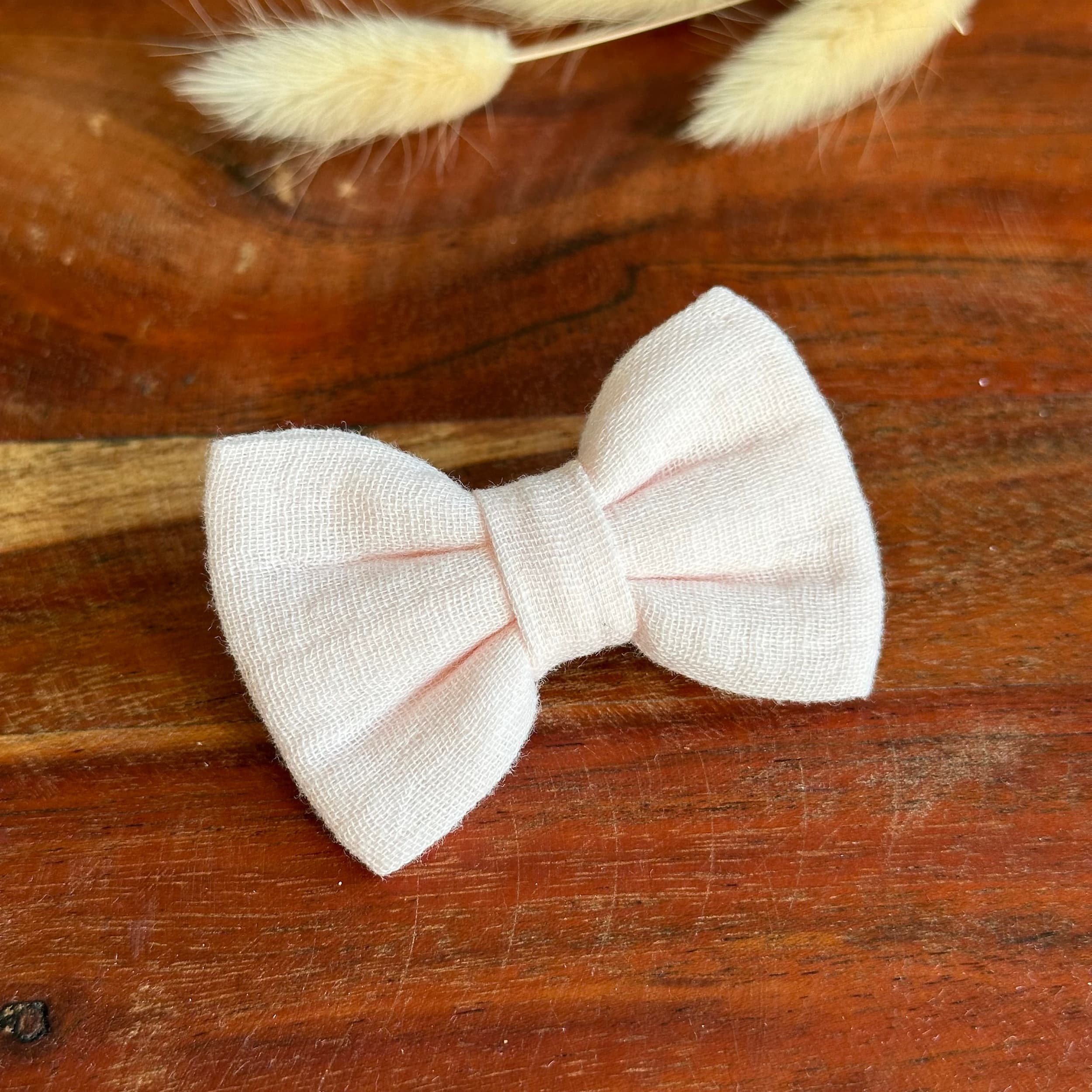 Barrette anti glisse double gaze coton rose poudrée