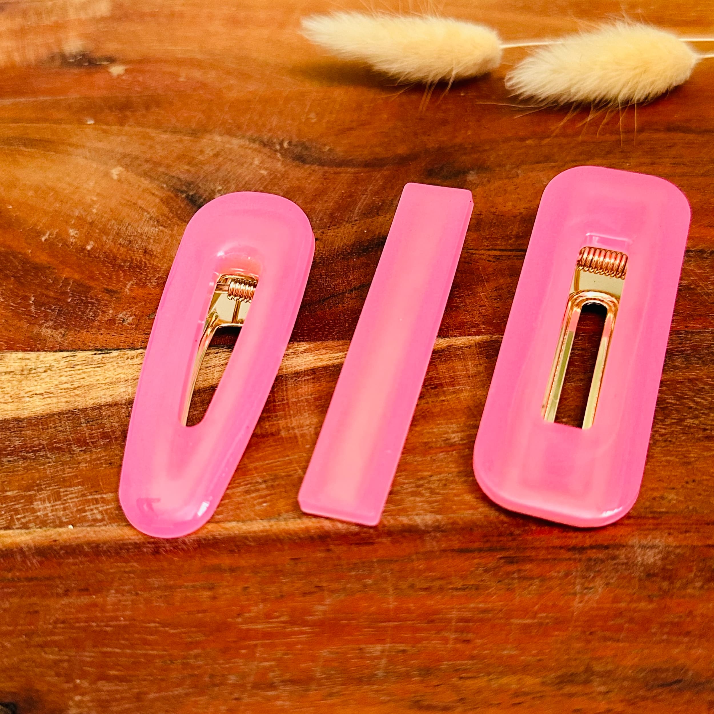 barrette résine pastel rose blush