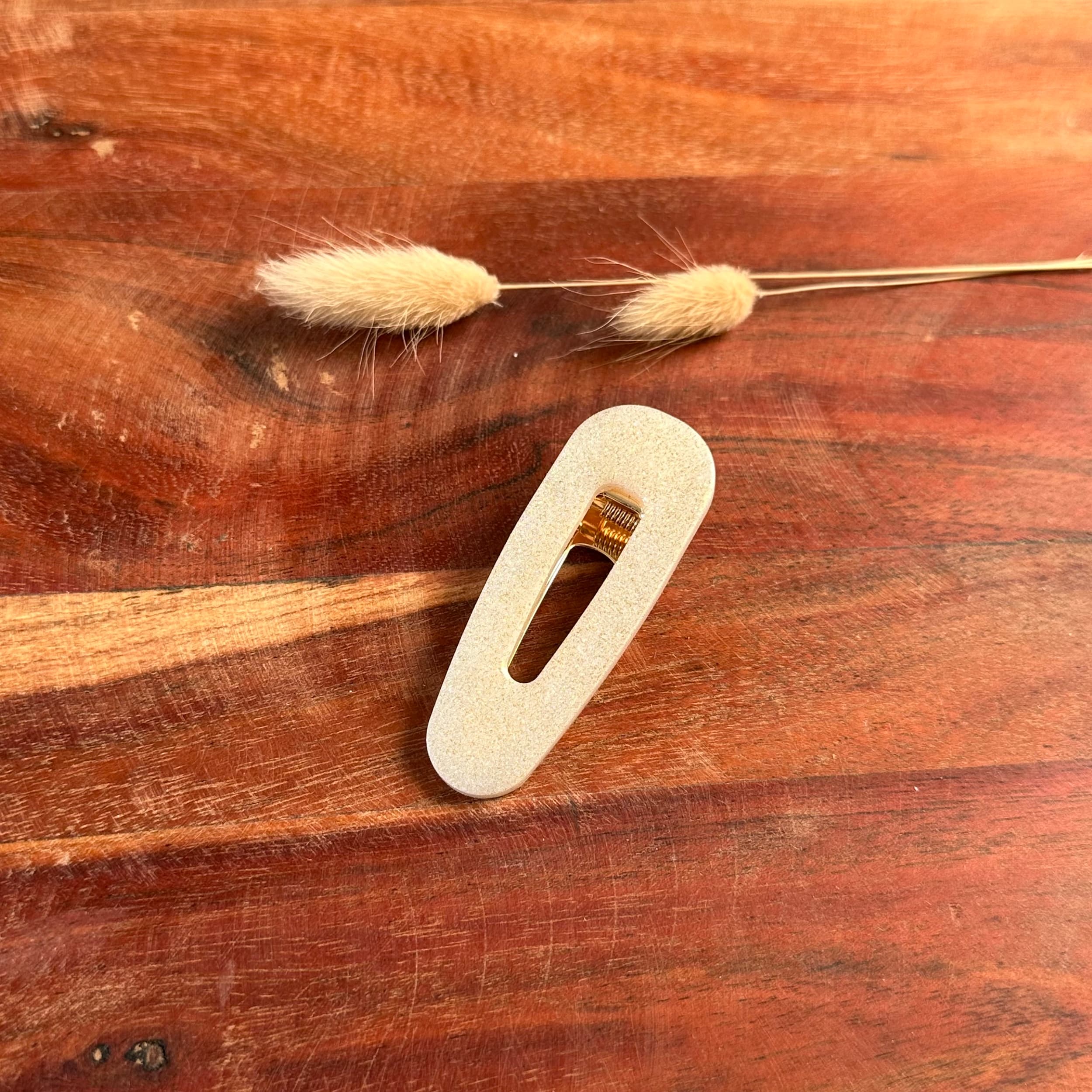 barrette résine blanc nacré sublimation or