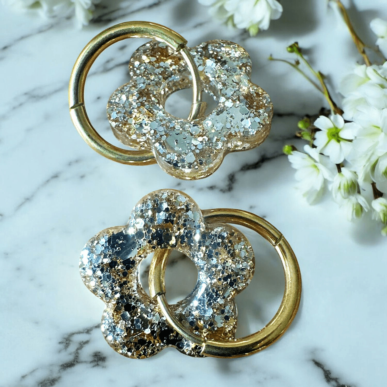 Boucles d'oreilles créole paillette or