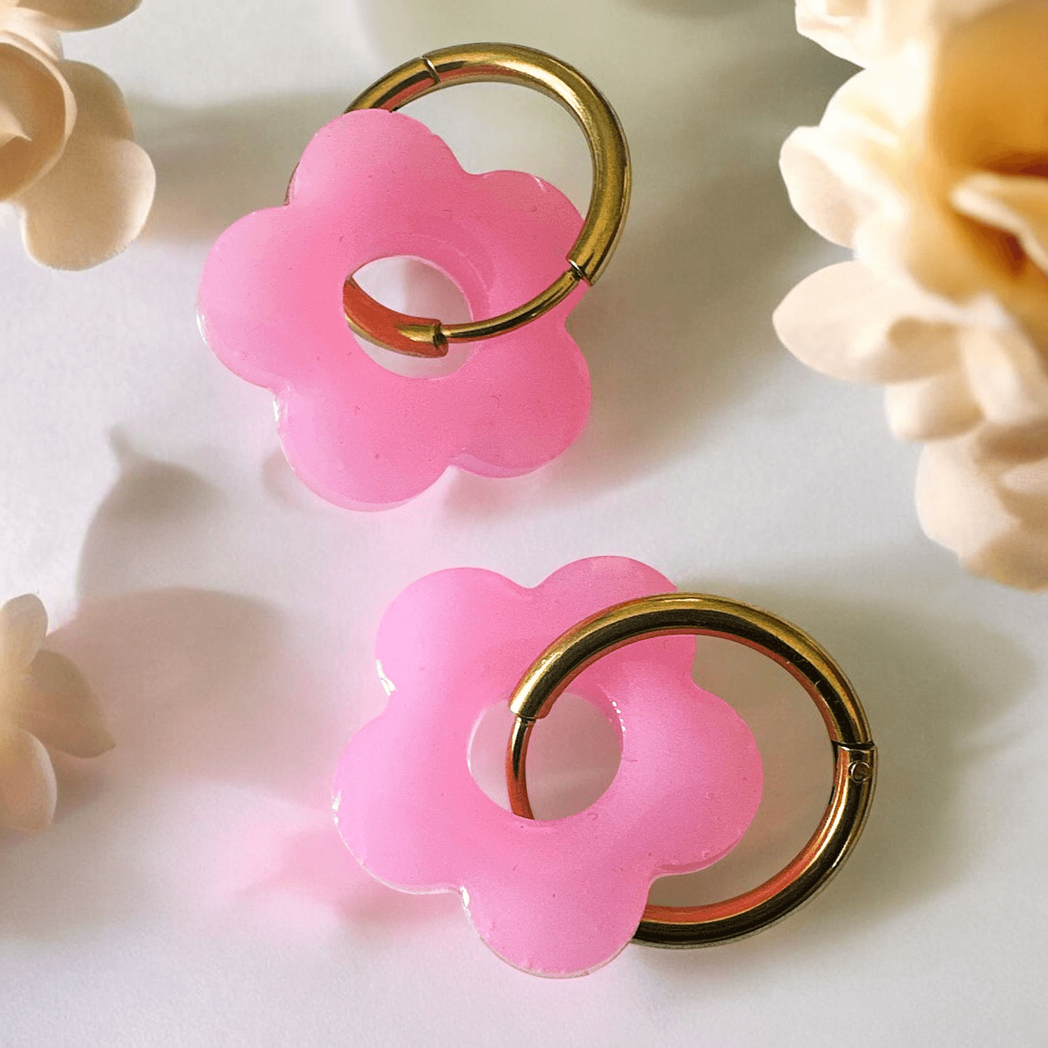 Boucles d'oreilles créole rose blush pastel