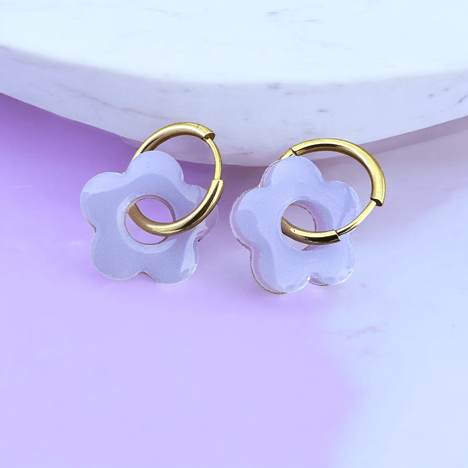 Boucles d'oreilles créole parme pastel