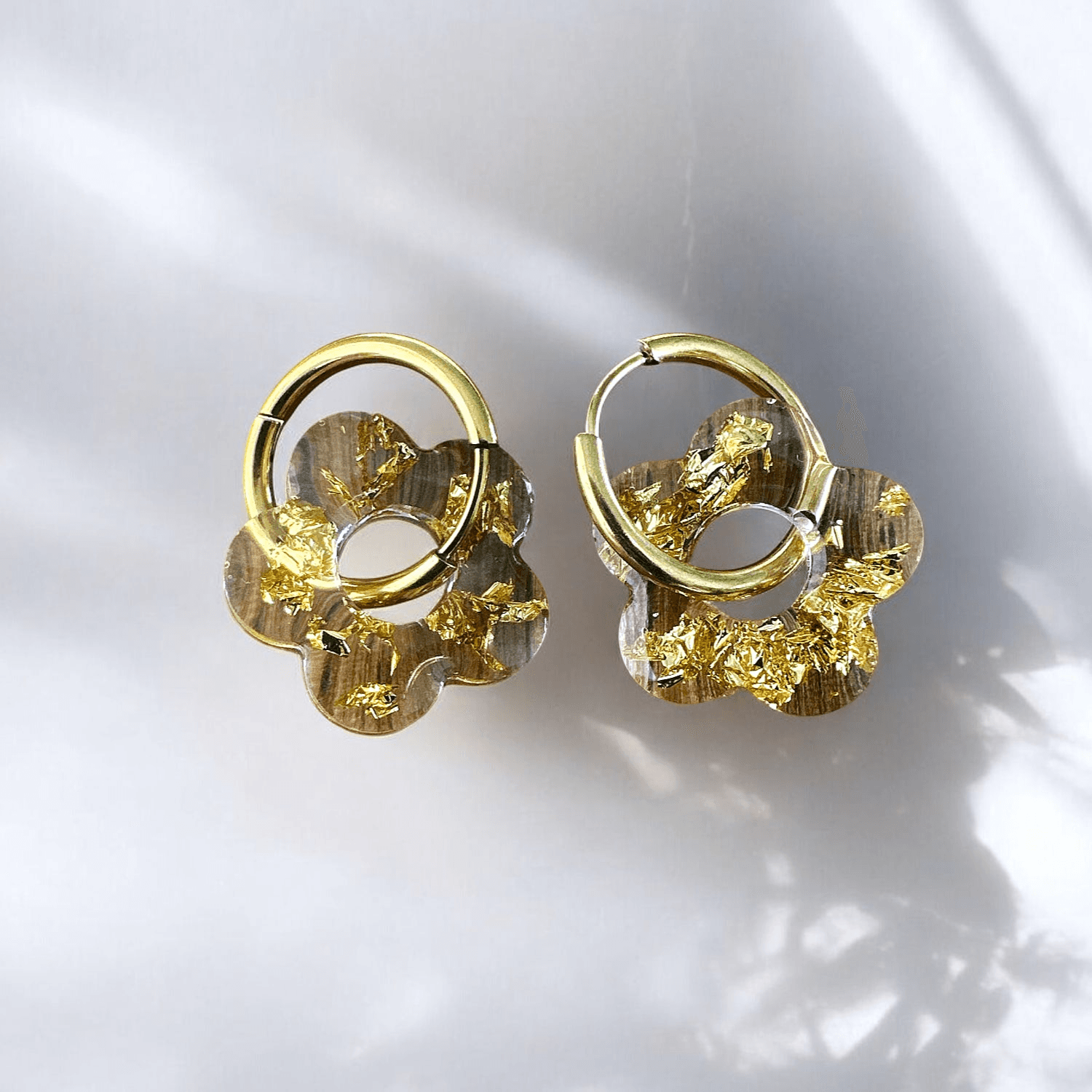 boucles d'oreilles feuille or