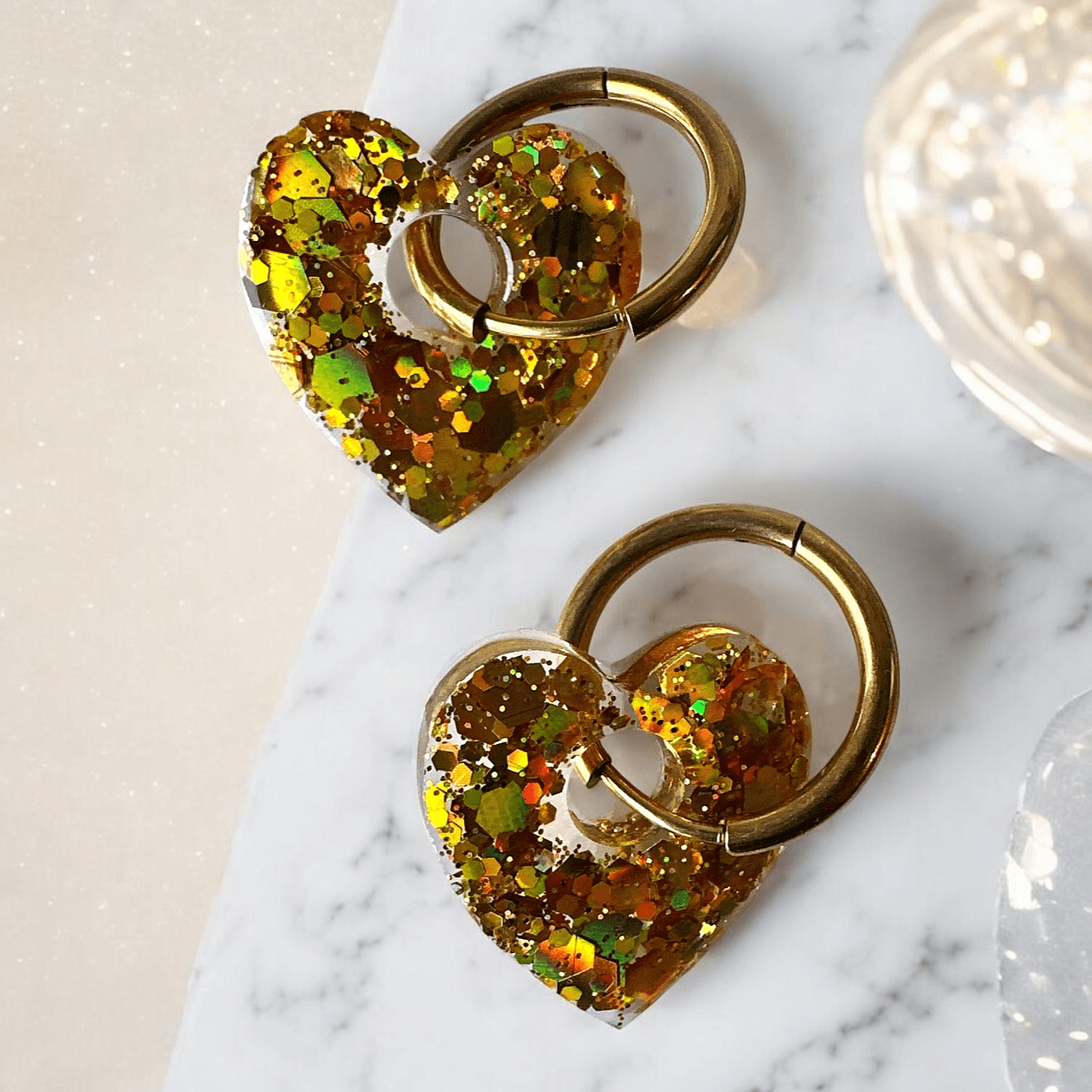 Boucles d'Oreilles Cœur Pailleté