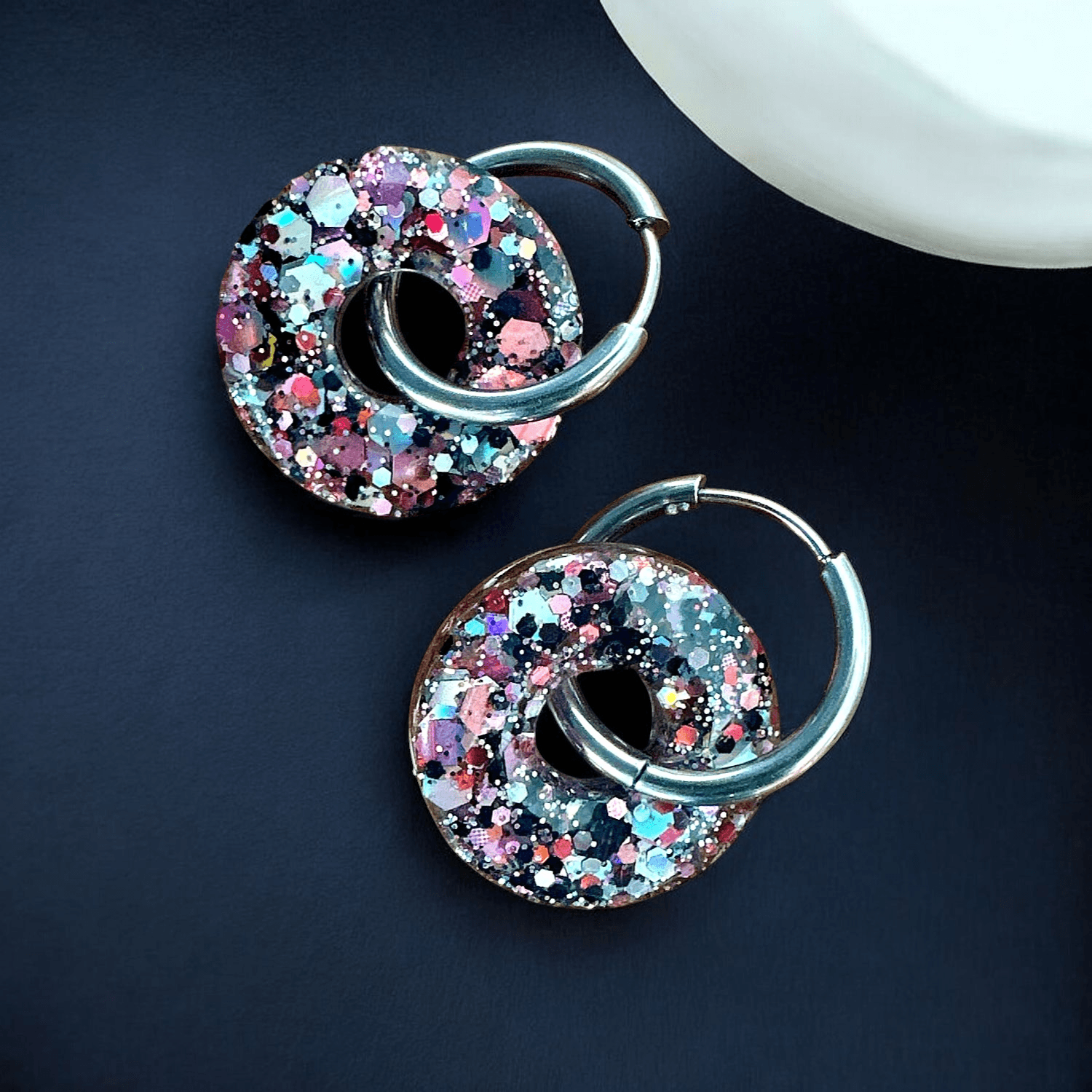 Boucles d'Oreilles Cercle mix paillettes