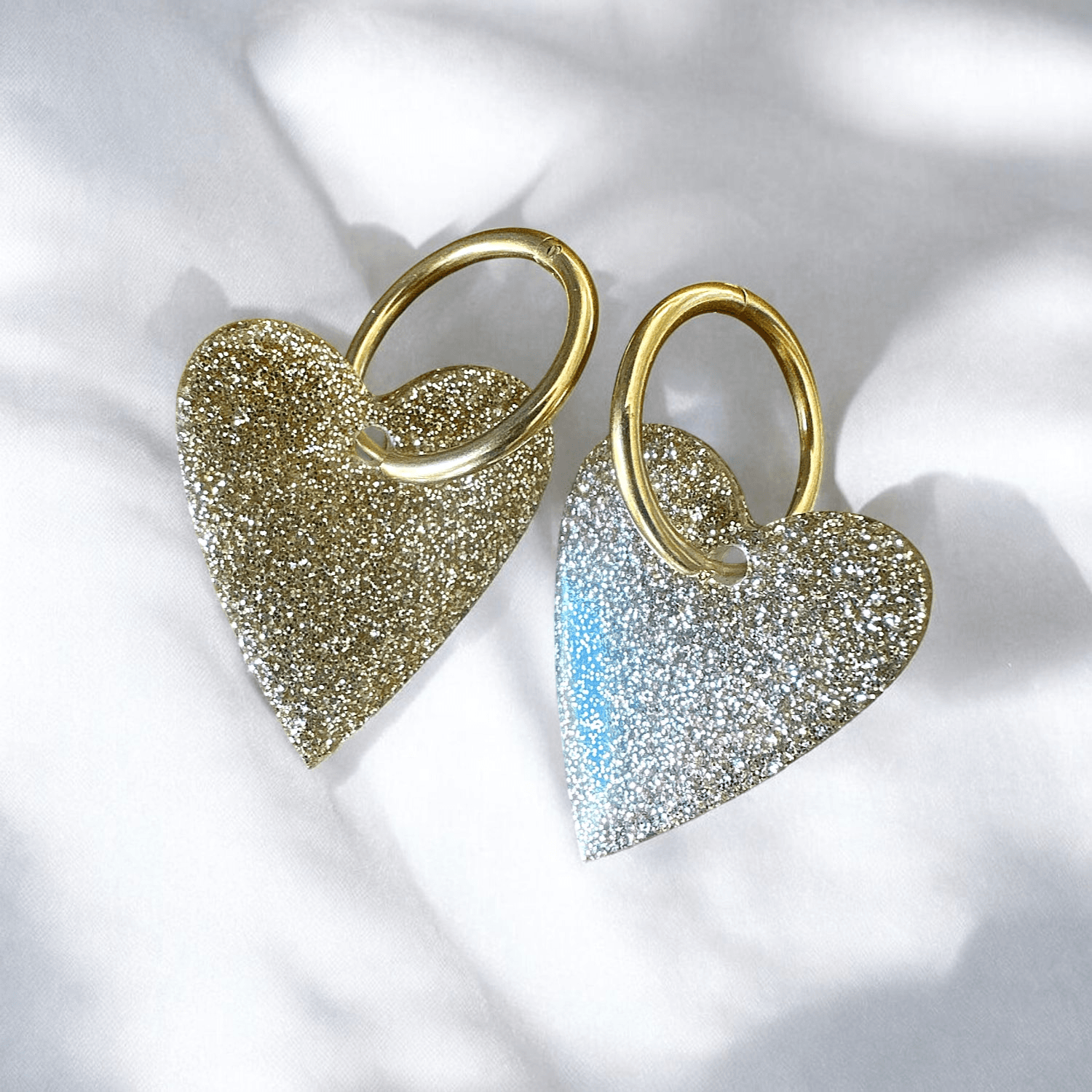 Boucles d'Oreilles maxi Cœur Paillette fine or