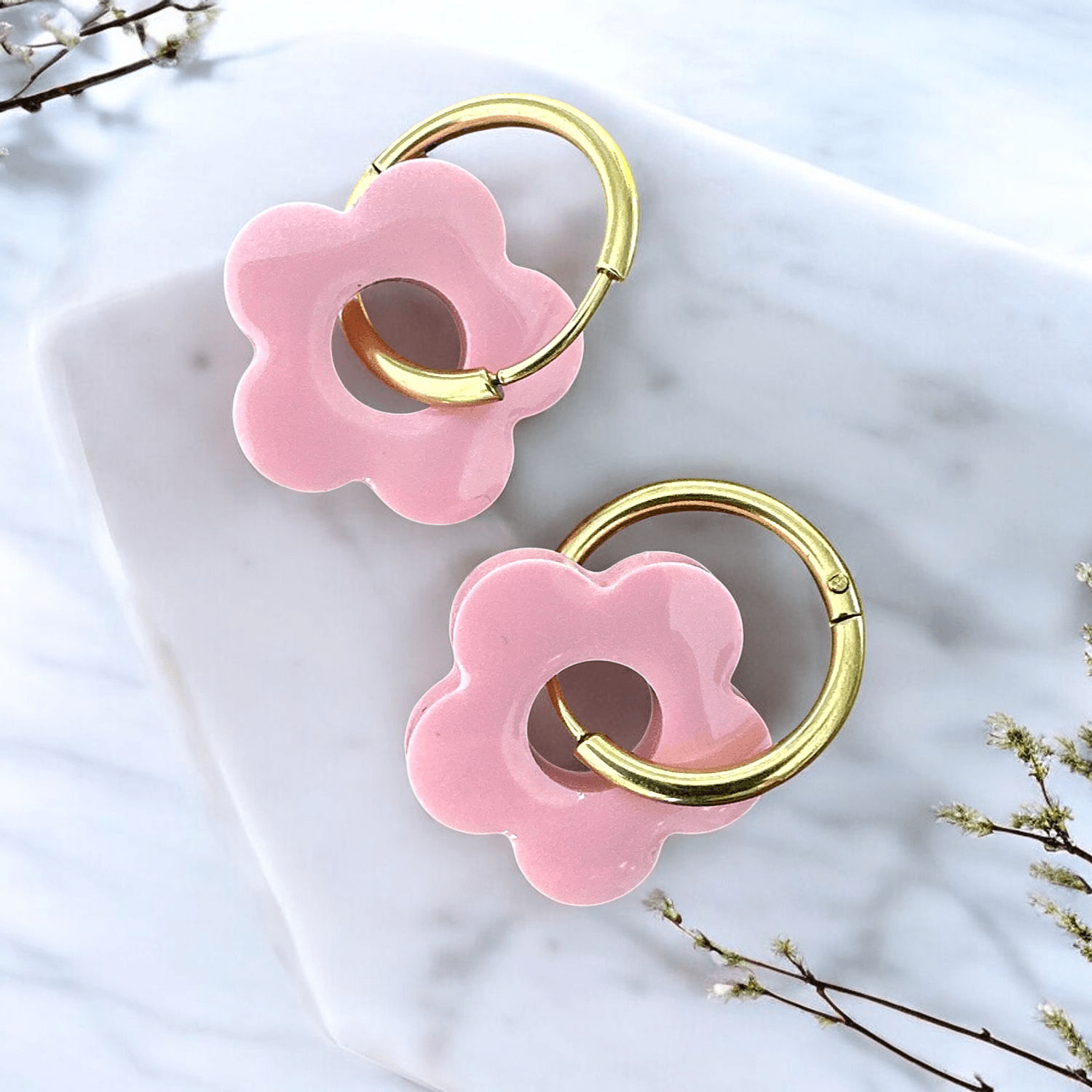 Boucles d'Oreilles Florales Roses - Élégance à Fleurs