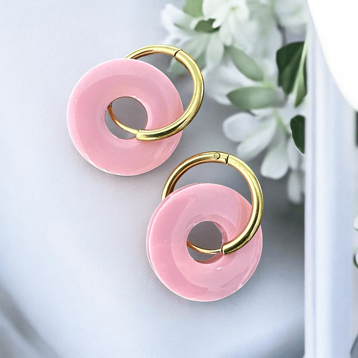 Boucles d'Oreilles Cercle Rose