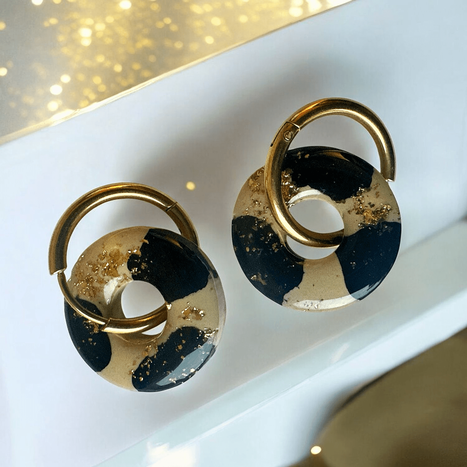 Boucles d'oreilles jesmonite cercle léopard