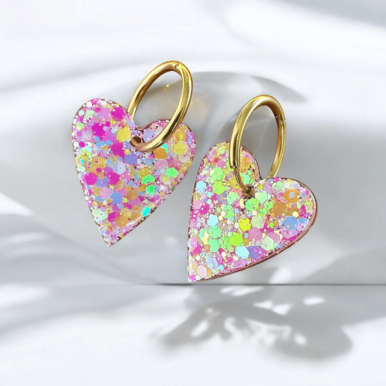 Boucles d'Oreilles maxi Coeur Éclat Multicolore