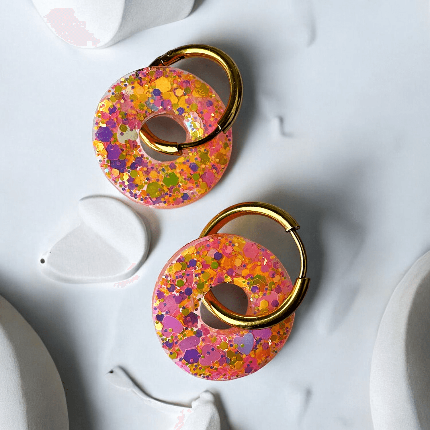 Boucles d'Oreilles Cercles Multicolores orange Chic
