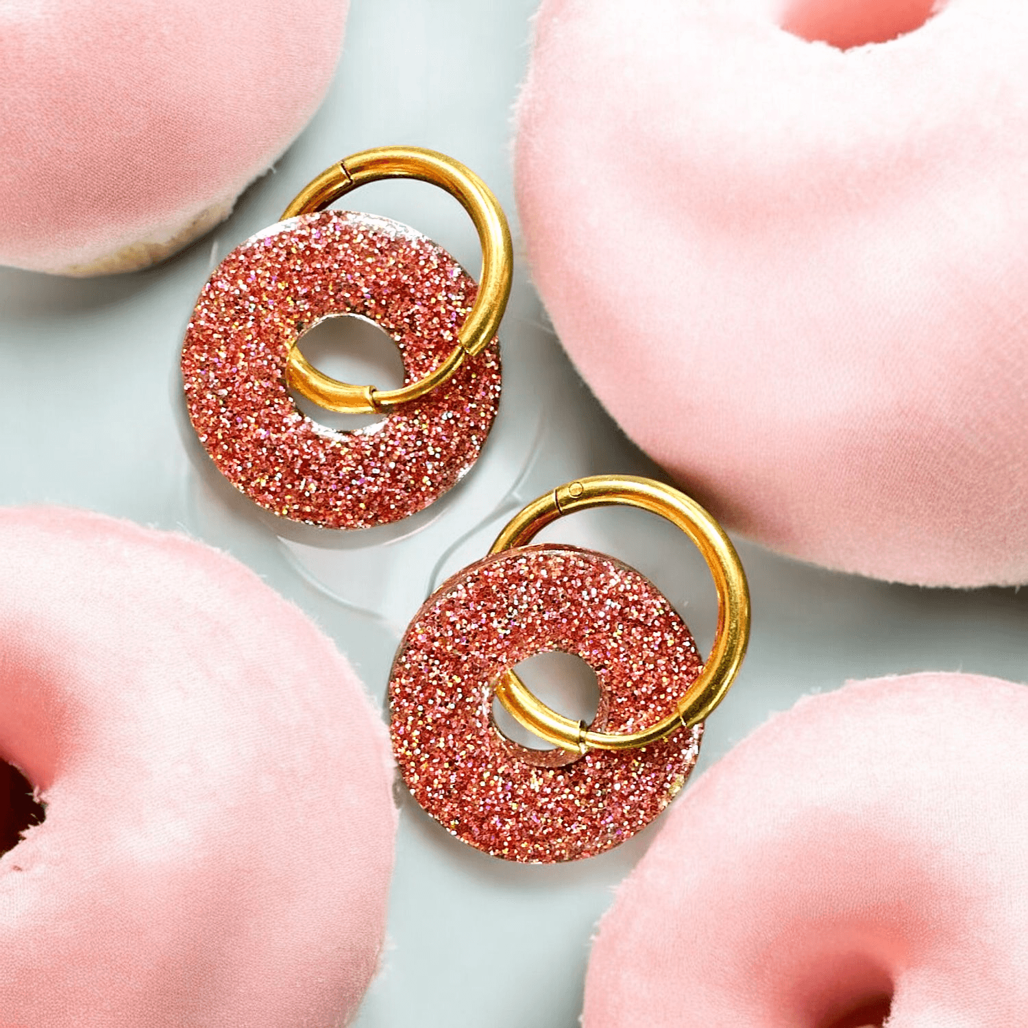 Boucles d'Oreilles cercle paillette fine Rose or