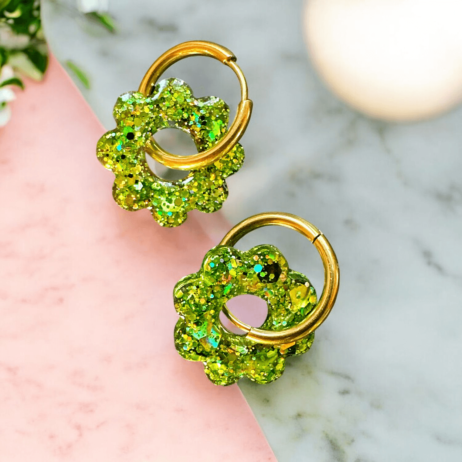 Boucles d'Oreilles soleil paillette tilleuil