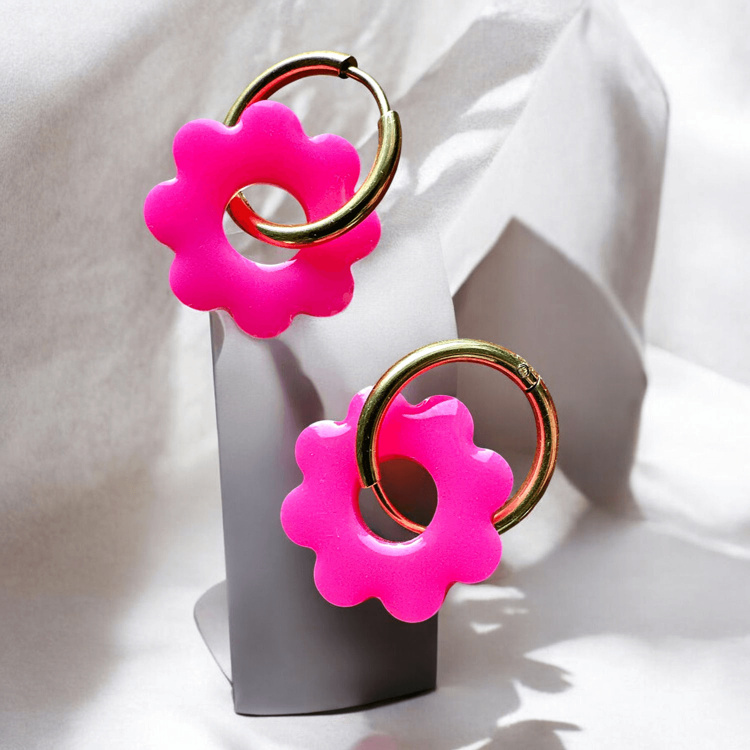 Boucles d'Oreilles soleil Rose Fluo