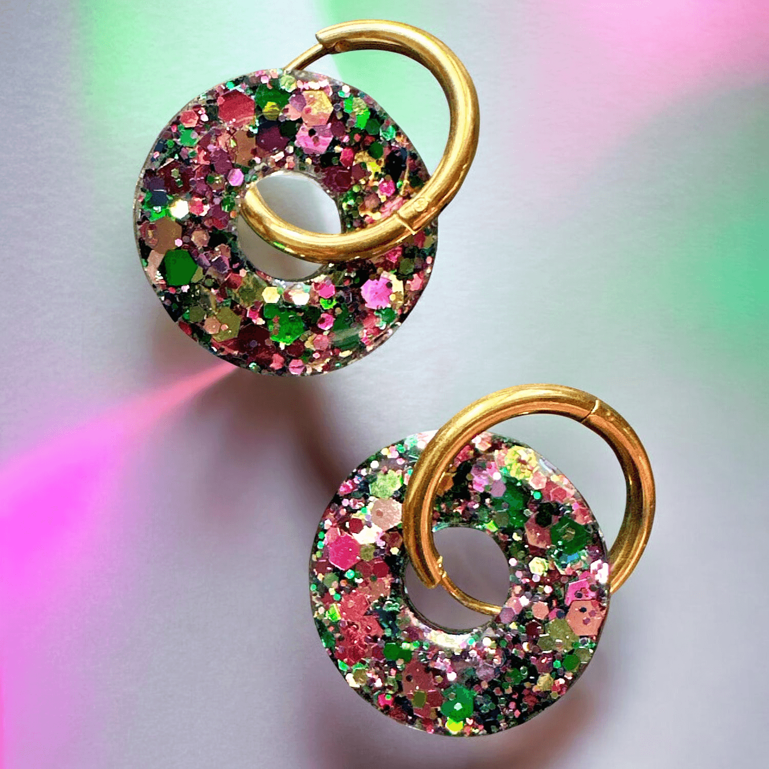 Boucles d'Oreilles Cercles Paillette Multicolore