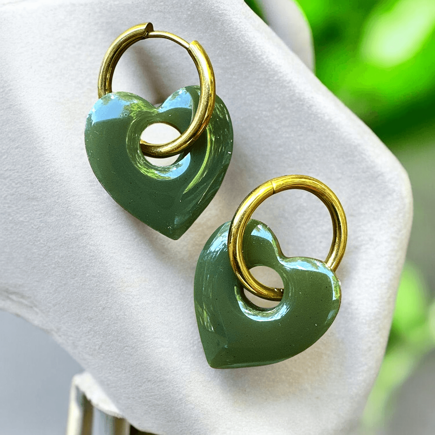 Boucles d'Oreilles Cœur kaki