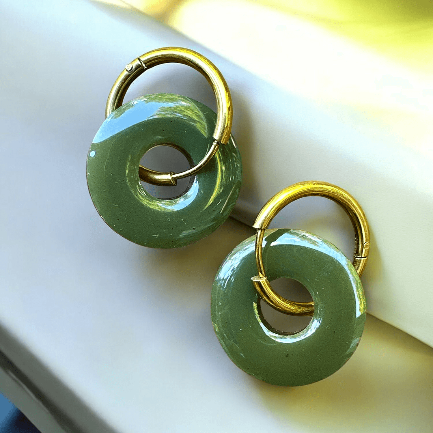 Boucles d'Oreilles cercle kaki
