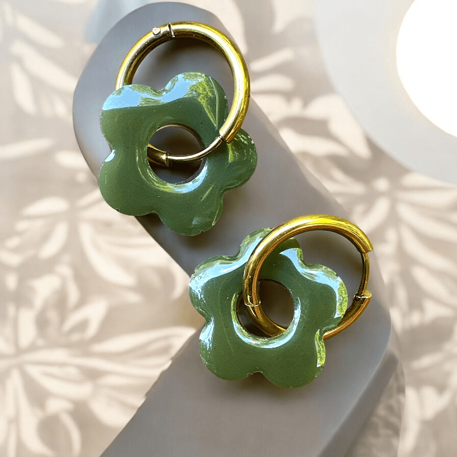 Boucles d'Oreilles Fleur kaki