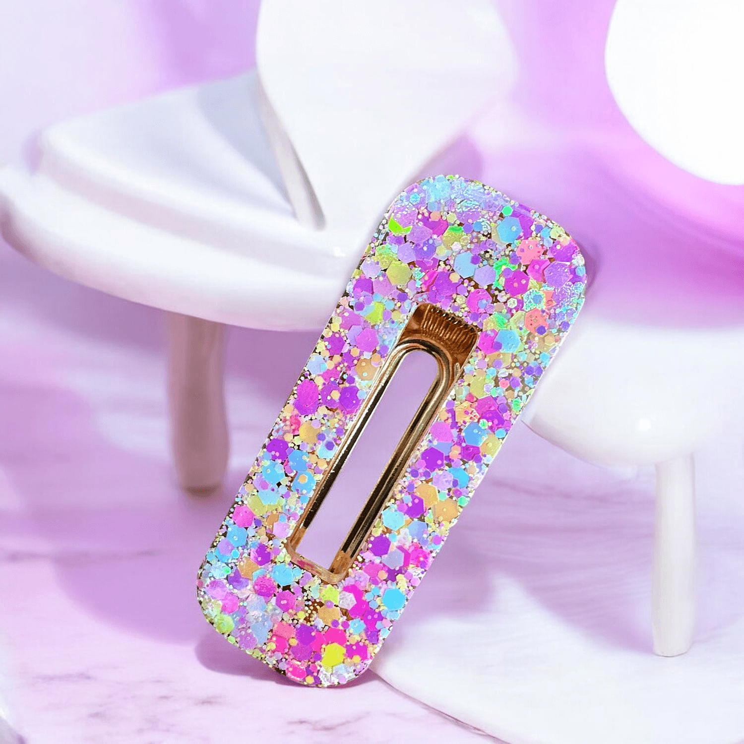 Barrette rectangle Éclat Arc-en-Ciel