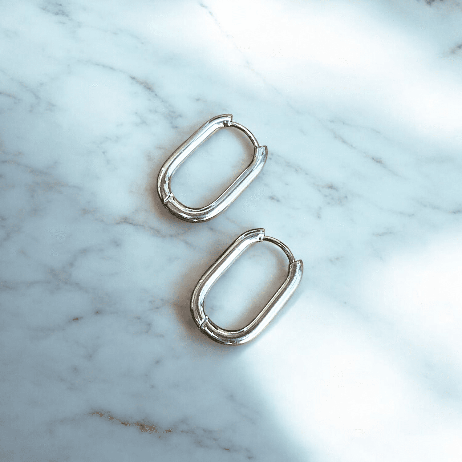 créoles ovale ARGENT en acier inoxydable 20mm