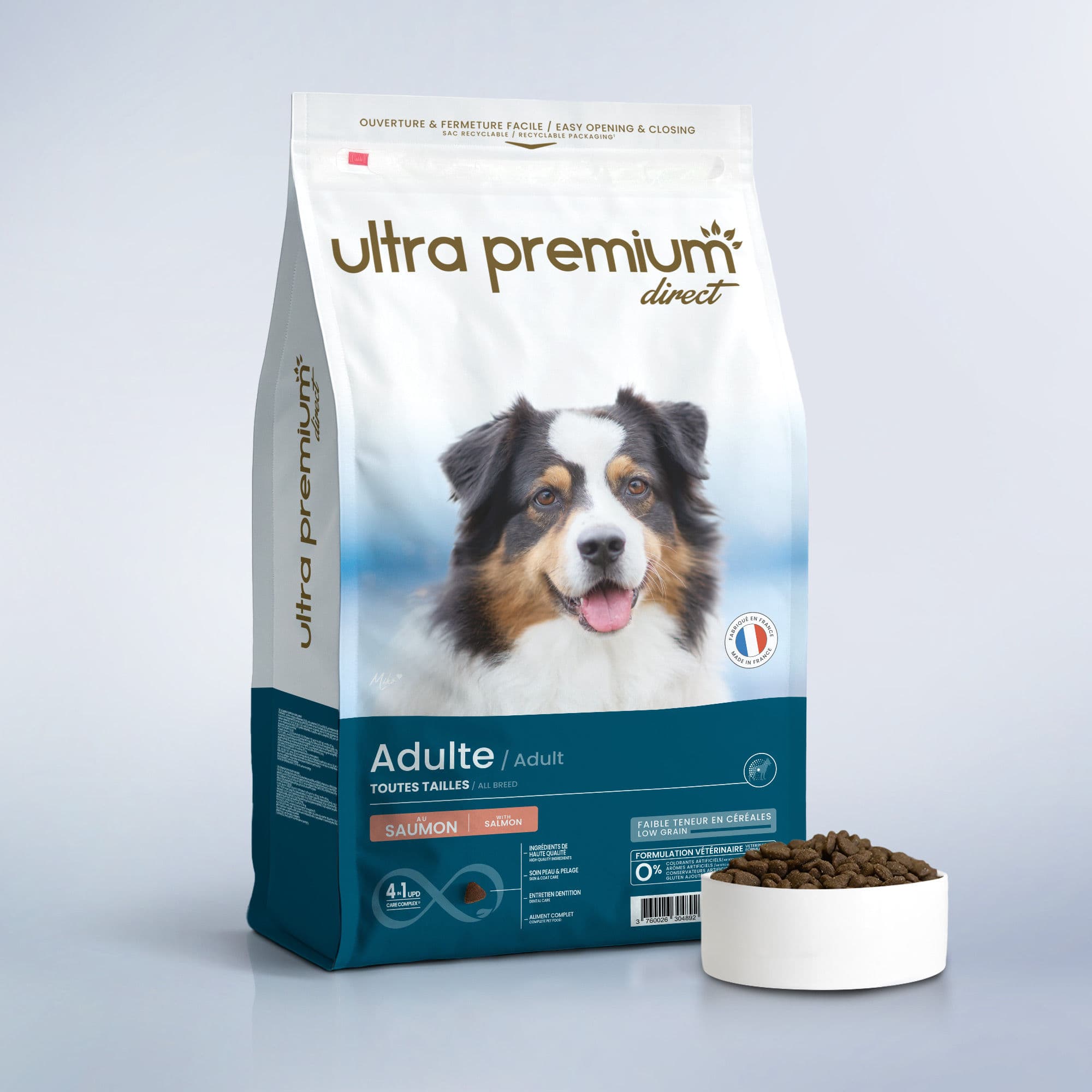 Croquettes Chien - Saumon et Riz - 12 kg - Fabriqué en France - Ultra Premium Direct