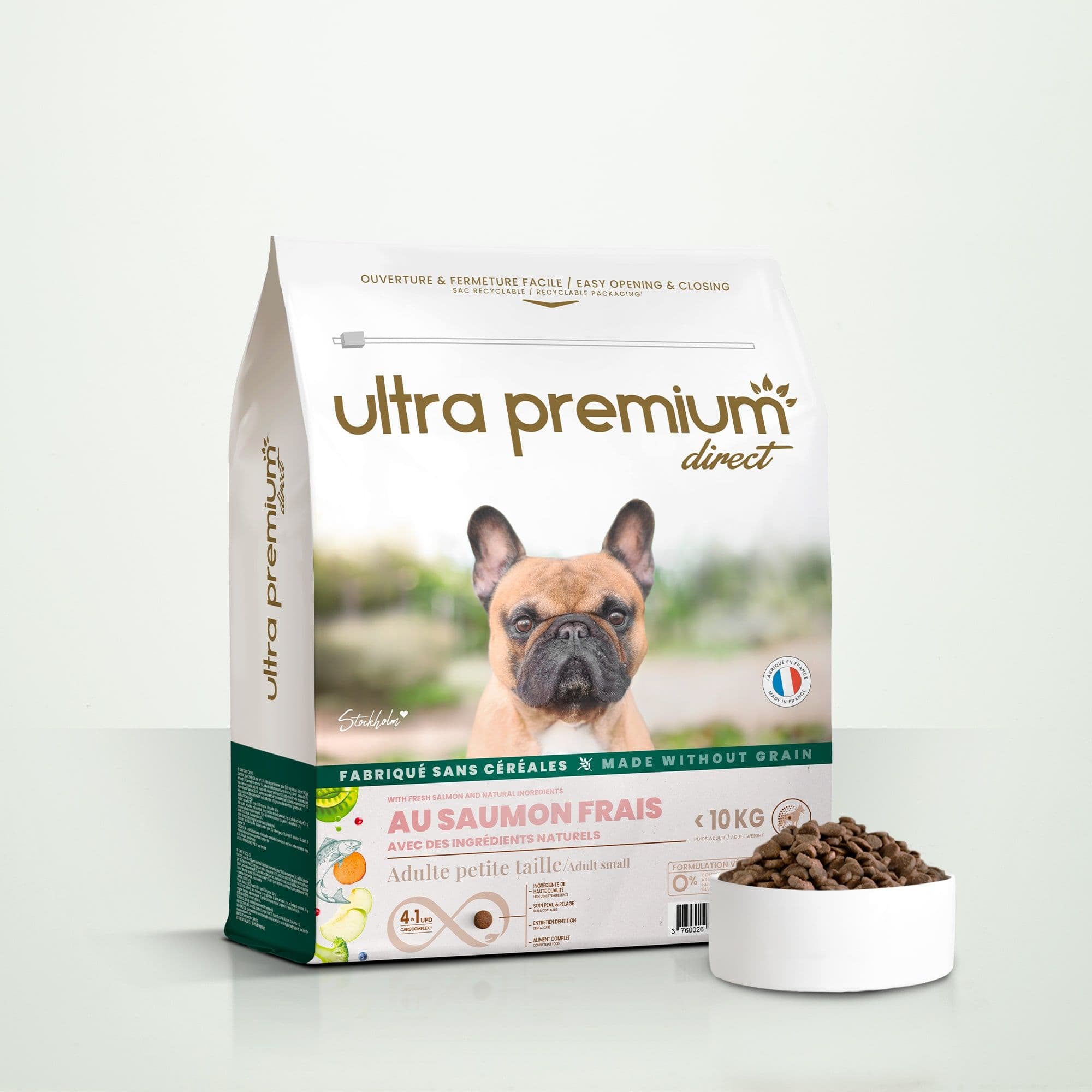 Croquettes au Saumon Frais pour chien adulte de petite taille - Sans Céréales - Fabriqué en France - Ultra Premium Direct