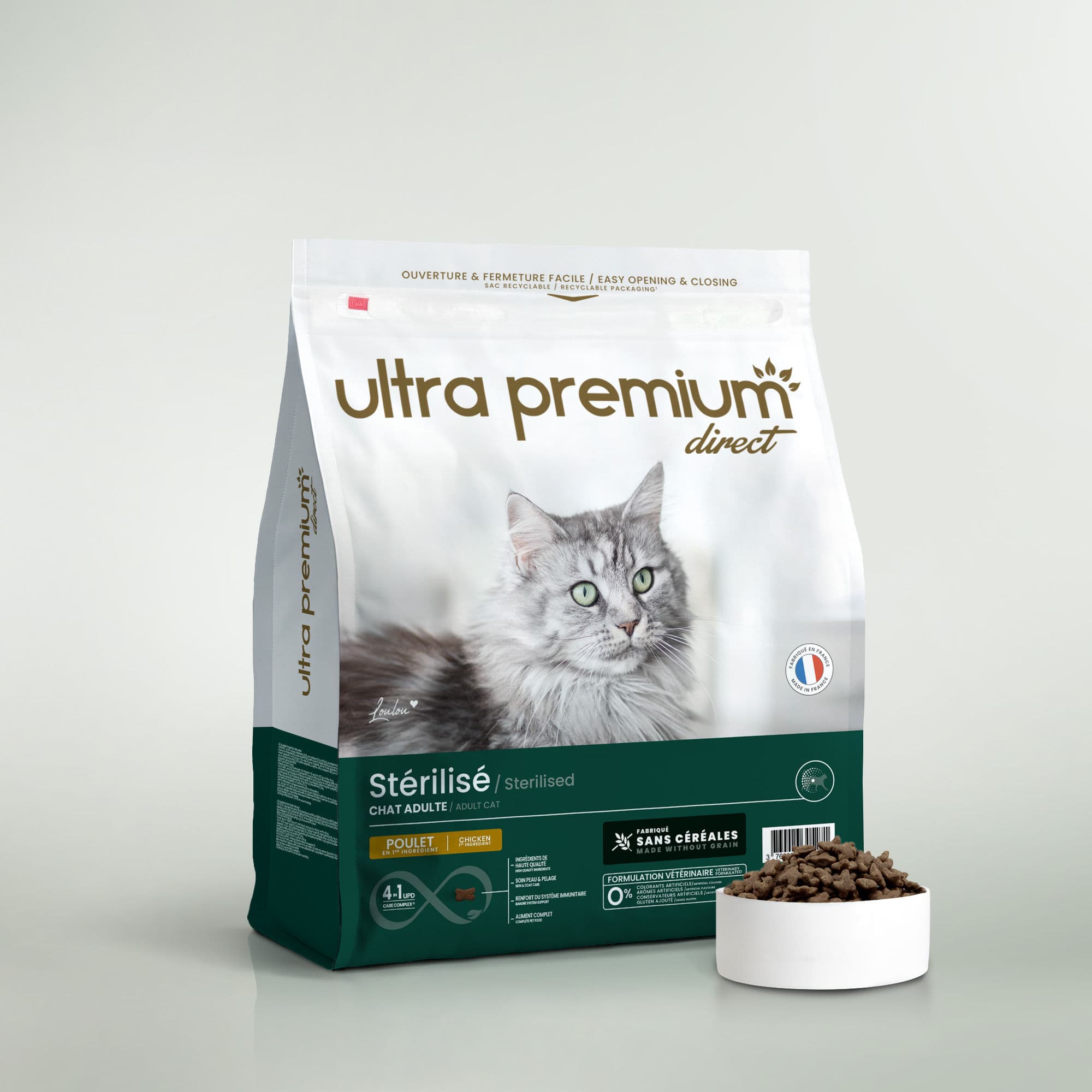 Croquettes Chat - Poulet - 7kg - Fabriqué en France Sans Céréales - Ultra Premium Direct