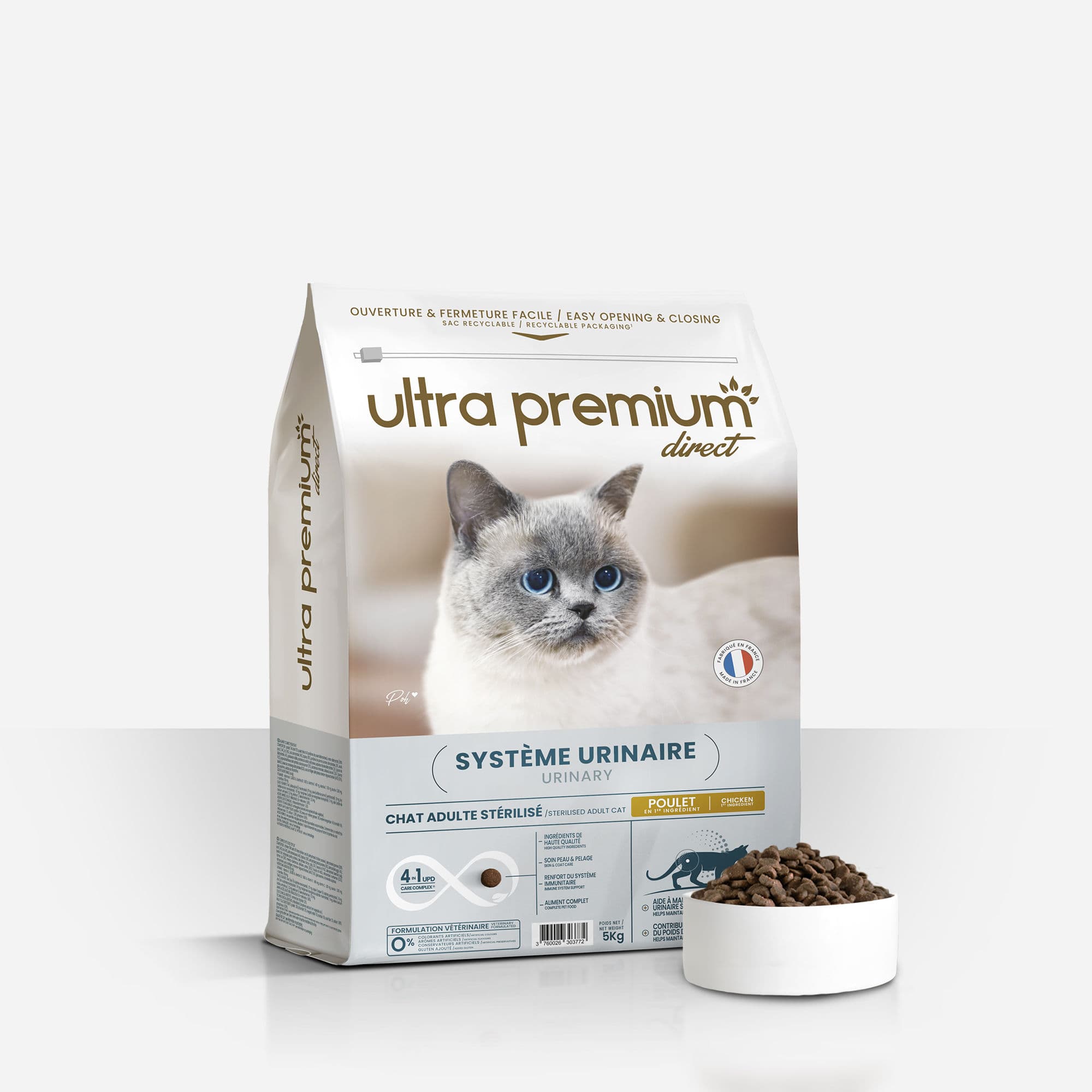 Croquettes chat Urinary pour Système urinaire - chat stérilisé - sac de 5kg - Fabriquées en France