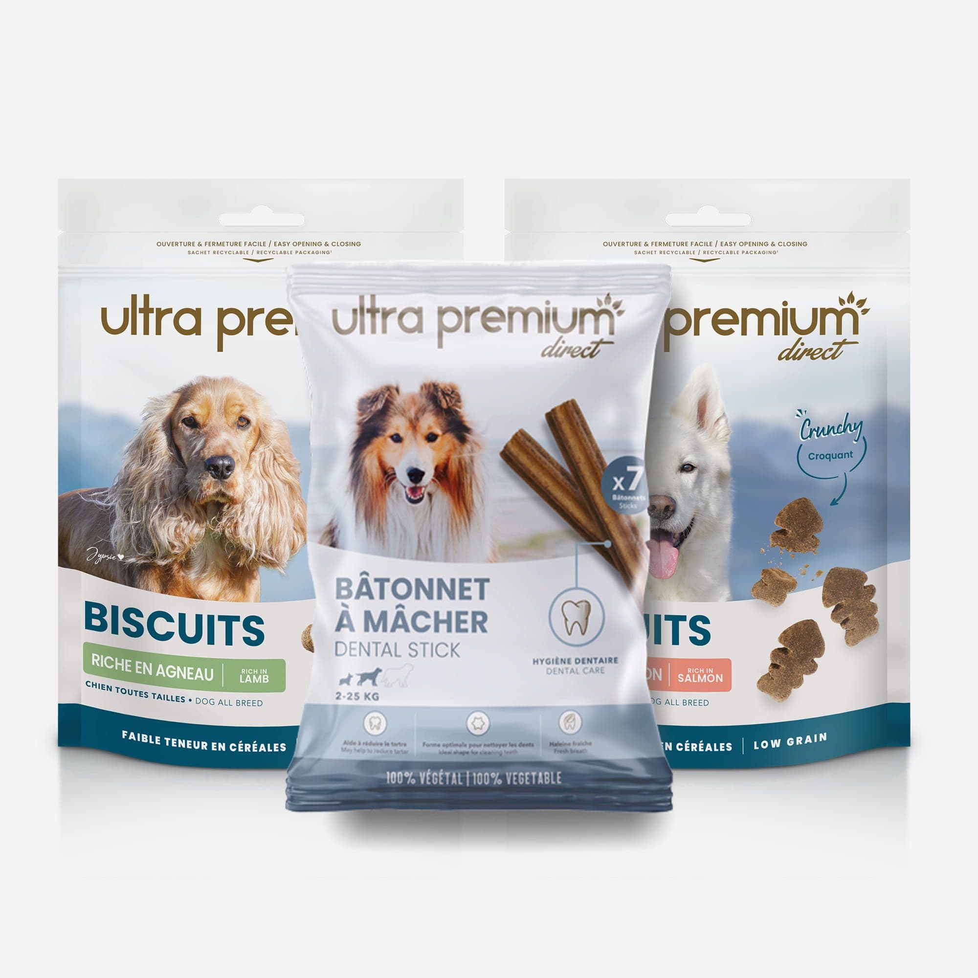 Kit Friandises Chien Petite et Moyenne Taille (2 à 25kg) - Fabriqué Sans Céréales - Ultra Premium Direct