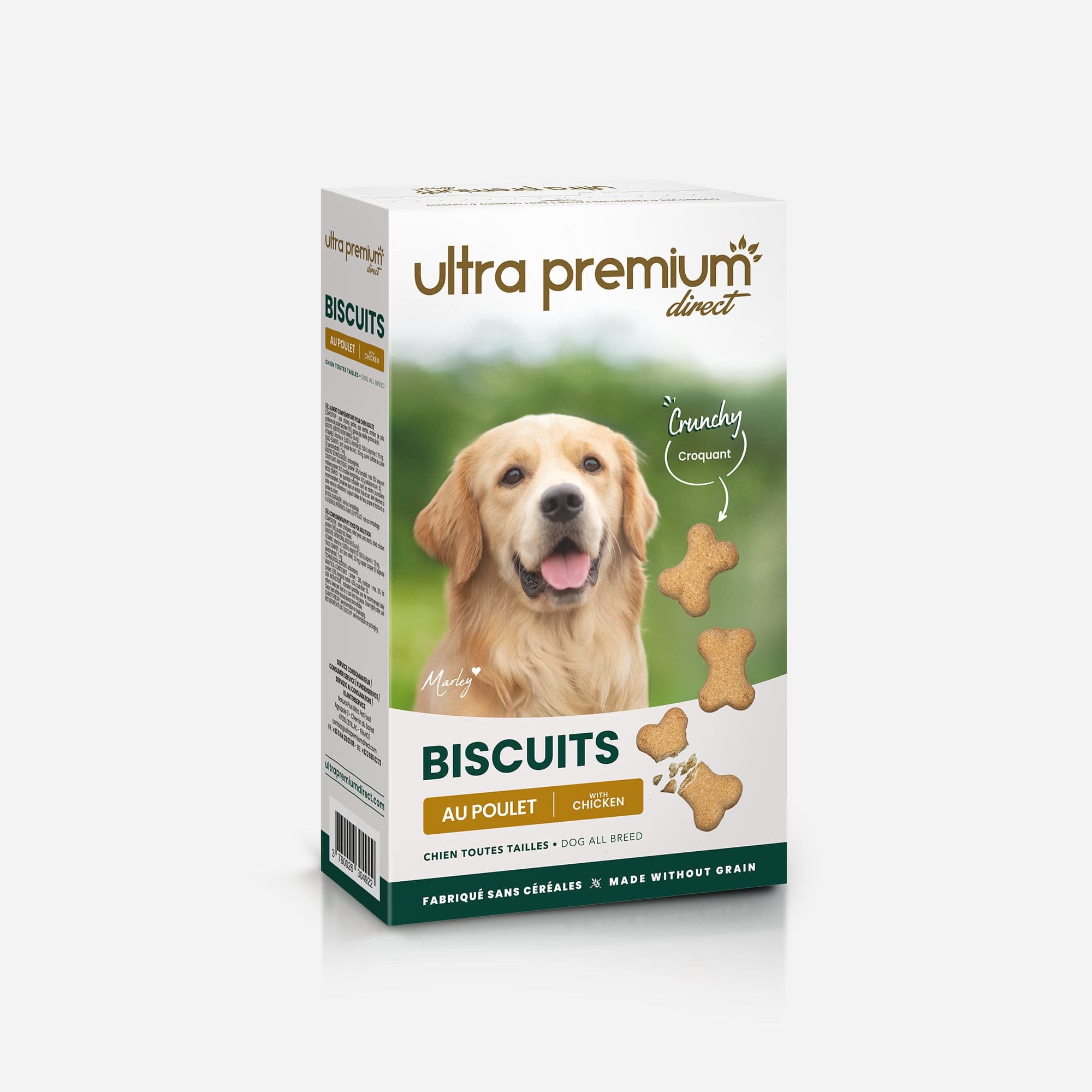 Biscuits pour chien - Friandise chien - Poulet - 400g - Fabriqué en France Sans Céréales - Ultra Premium Direct
