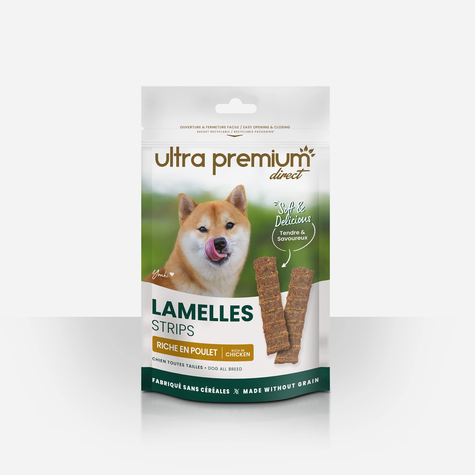 Lot de Friandises Chien - Tendres Lamelles Poulet - 3x60g - Fabriqué Sans Céréales - Ultra Premium Direct