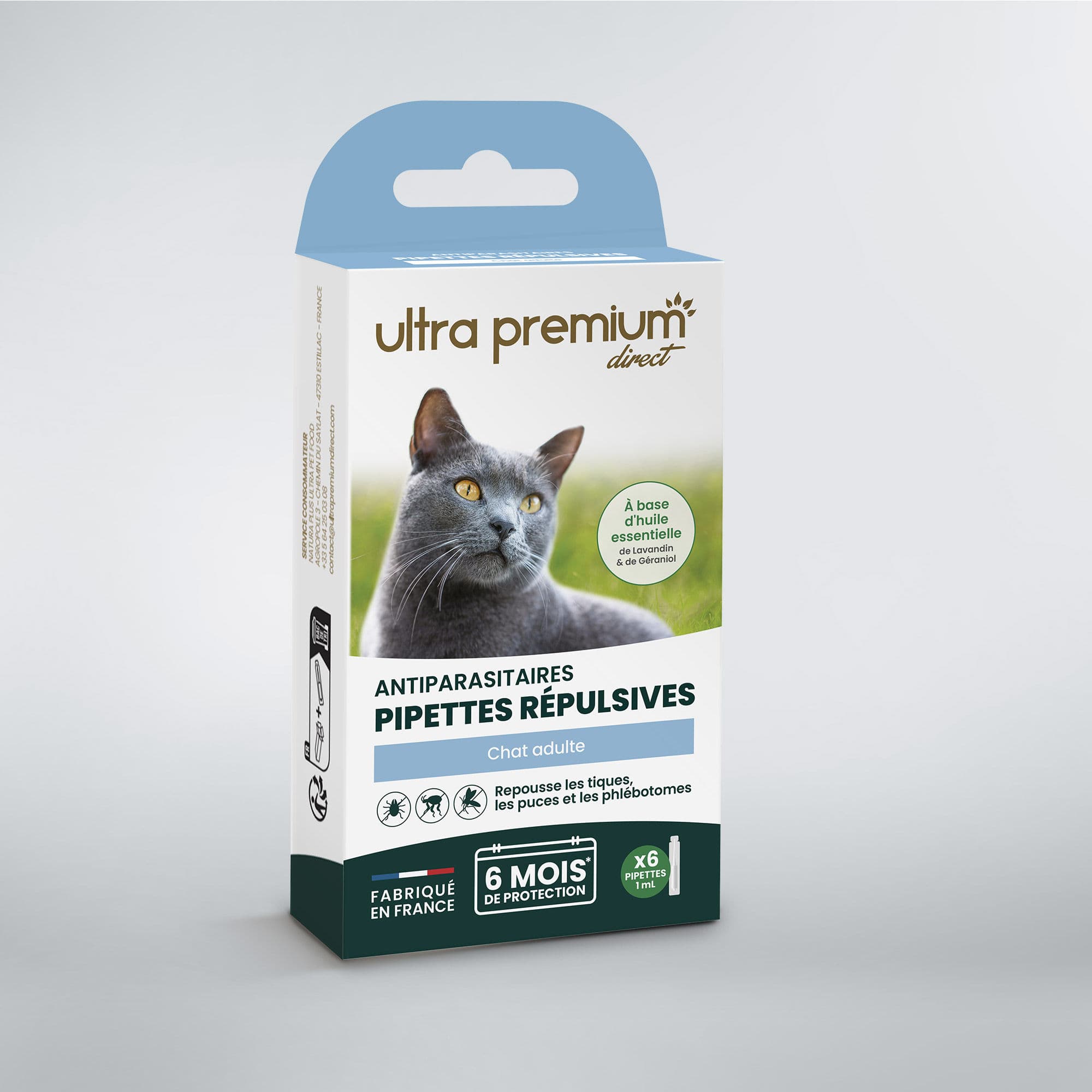 Pipettes répulsives Antiparasitaires pour chat - Fabriqué en France - Ultra Premium Direct