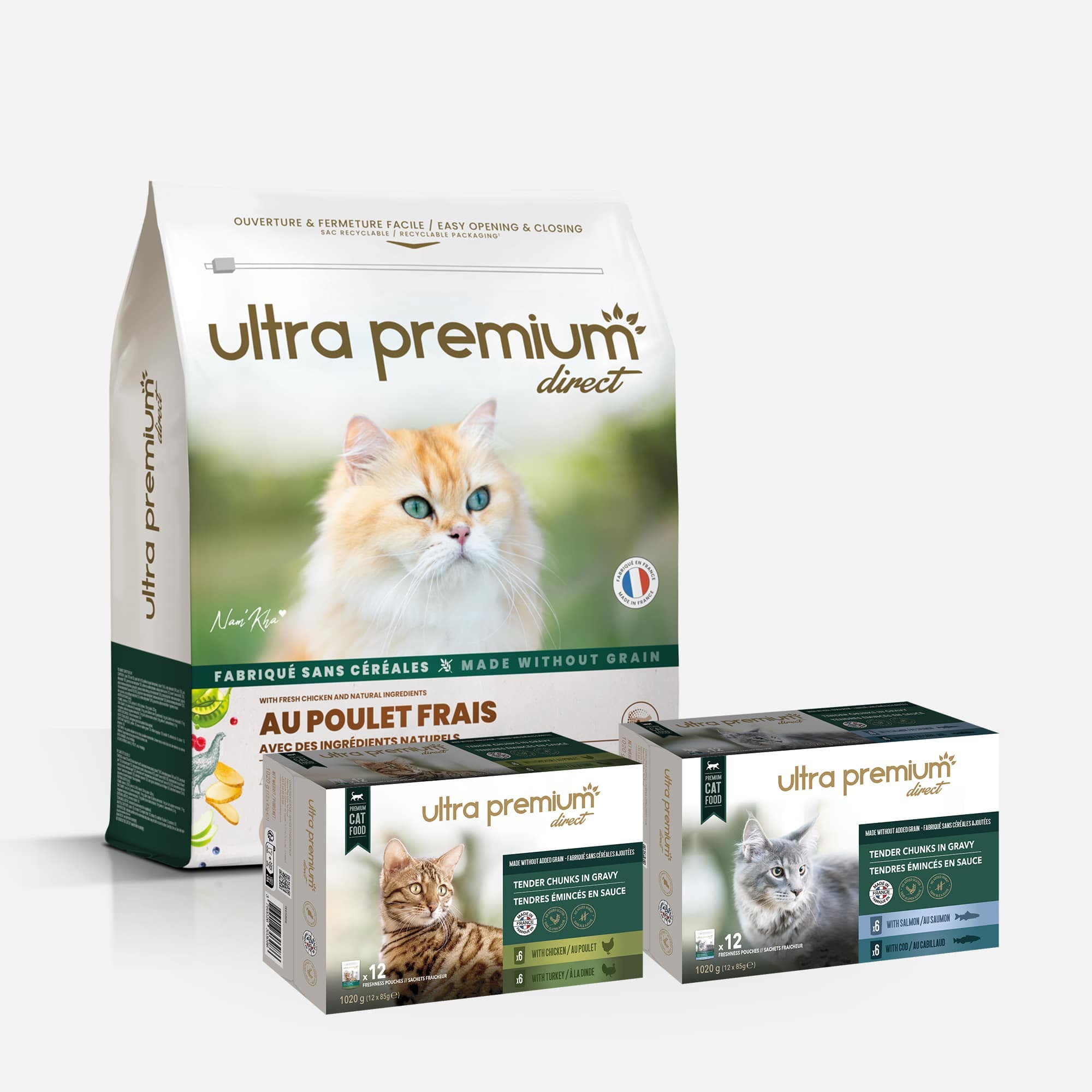Pack bi-nutrition : 7 kg croquettes au poulet frais - pour chat stérilisé + 96 sachets fraîcheur 
