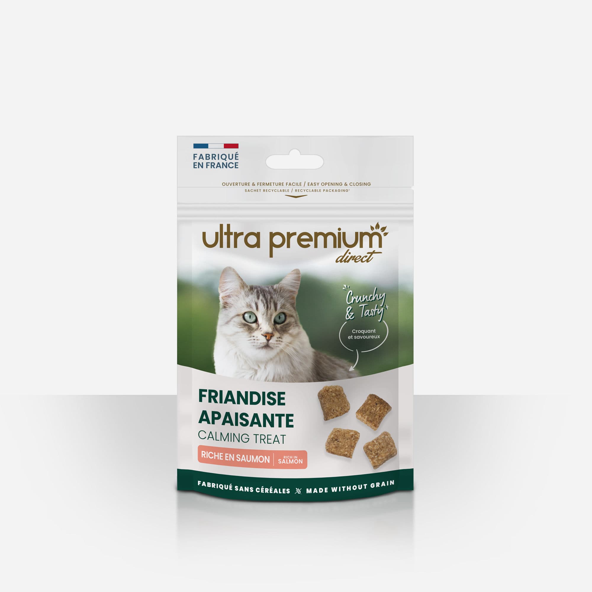 Friandise apaisante pour chat au Saumon et à la camomille - Fabriquée en France et sans céréales