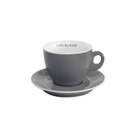 Tasse cappuccino Barista grise et soucoupe