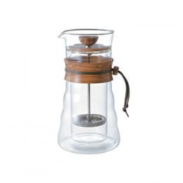 Cafetière à piston double paroi en verre et olivier 3 tasses