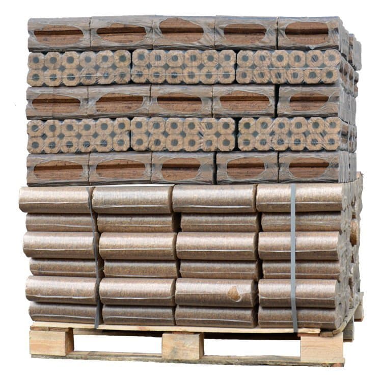 Palette Mixte de briquettes de bois Pini Kay + Nestro Mix (960Kg)