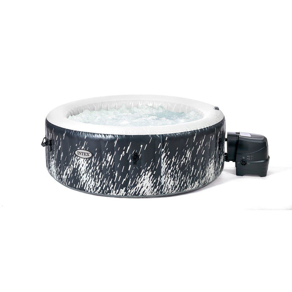 INTEX Galaxie Aufblasbarer Whirlpool für 4 Personen inklusive Thermoabdeckung Individuelle LED-Beleuchtung