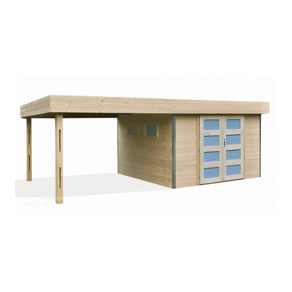 Gartenhaus aus Holz mit Flachdach und Vordach – Modernes und praktisches Design