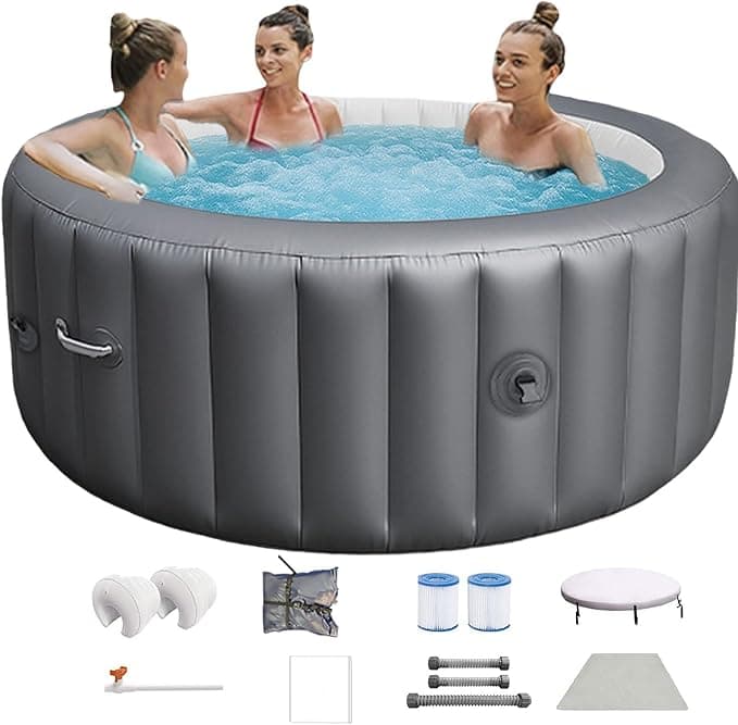 Aufblasbarer Whirlpool, Garten-Whirlpool, max. 40 °C, 2–3 Personen, mit Heizung, für Terrasse, Garten und Außenbereich