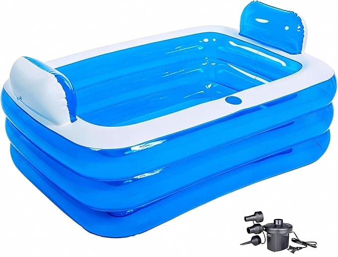 Aufblasbare Doppelbadewanne für Erwachsene mit elektrischer Luftpumpe, tragbarer Whirlpool für 2 Personen, für drinnen und draußen, inklusive Badewann