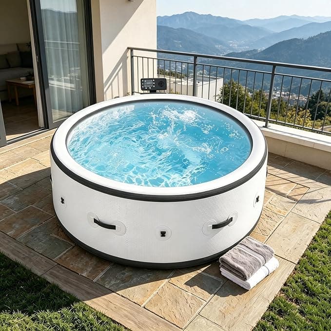 Aufblasbarer Whirlpool für 4 bis 6 Personen, 2500 W, tragbarer runder Whirlpool, Whirlpool für Erwachsene. Wasserdichter, aufblasbarer Whirlpool mit i
