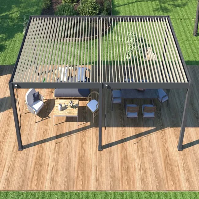 Pérgola bioclimática autoportante Ombrea VS 4x8M Antracita/Blanco