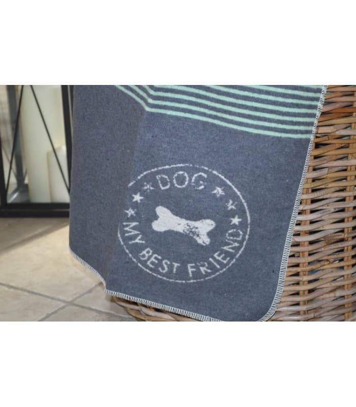 Tapis pour chien "best friend" gris et vert