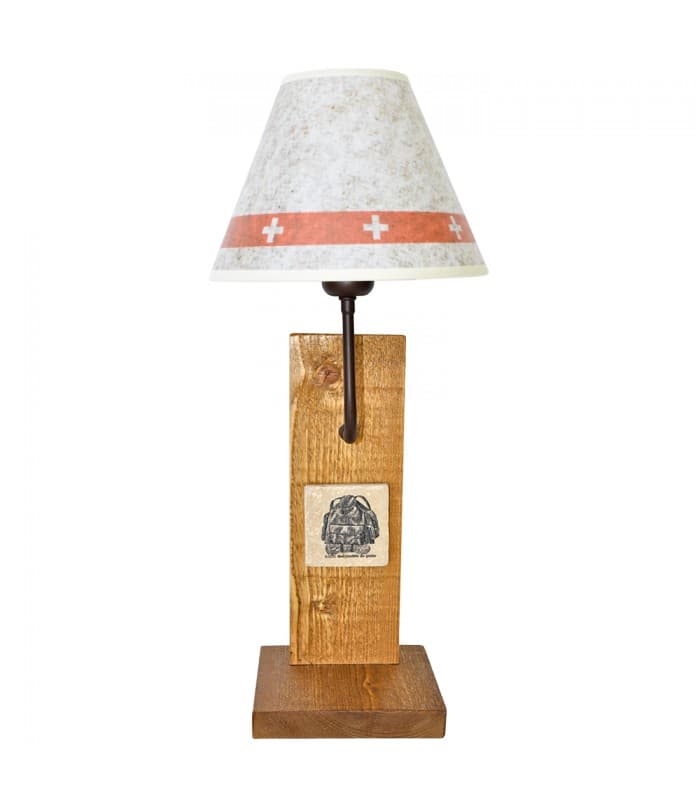 Lampe "Bergerie" marbre  abat-jour "Croix Suisse"