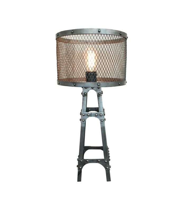 Petite lampe "Baltard" métal grillagé