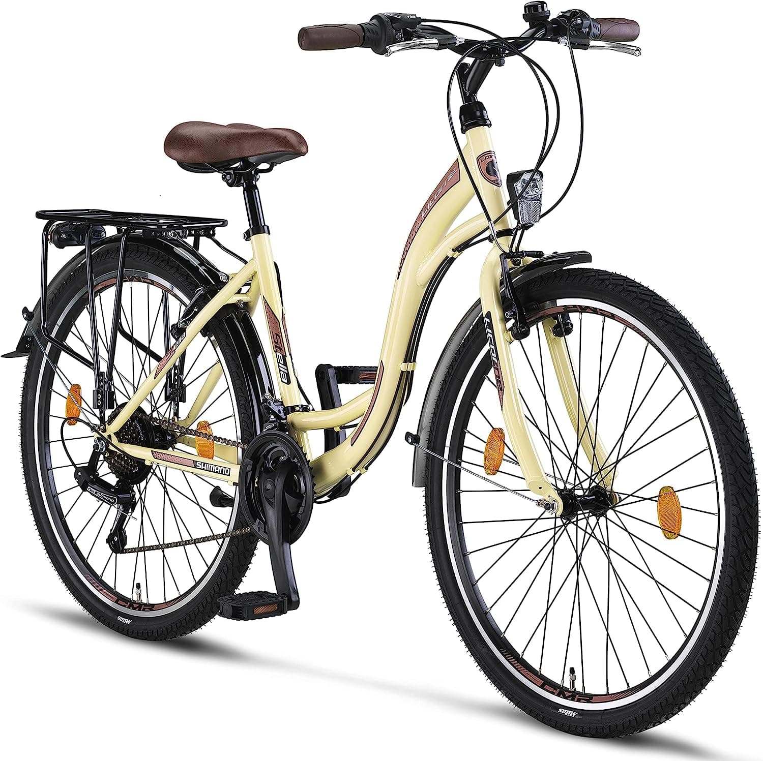Licorne Bike Stella Premium City Bike 24, 26 et 28 pouces - Beige  -  28 pouces