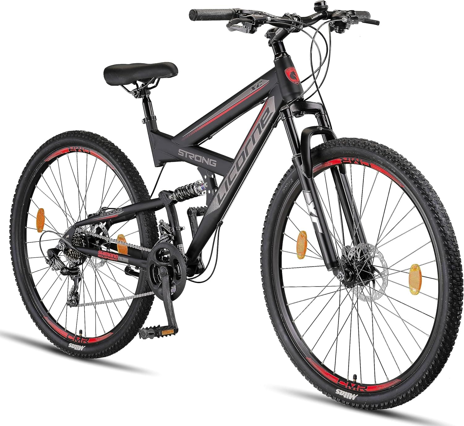 Licorne Bike Strong 2D Premium VTT 26", 27,5" et 29" - Noir/Rouge  -  26 pouces