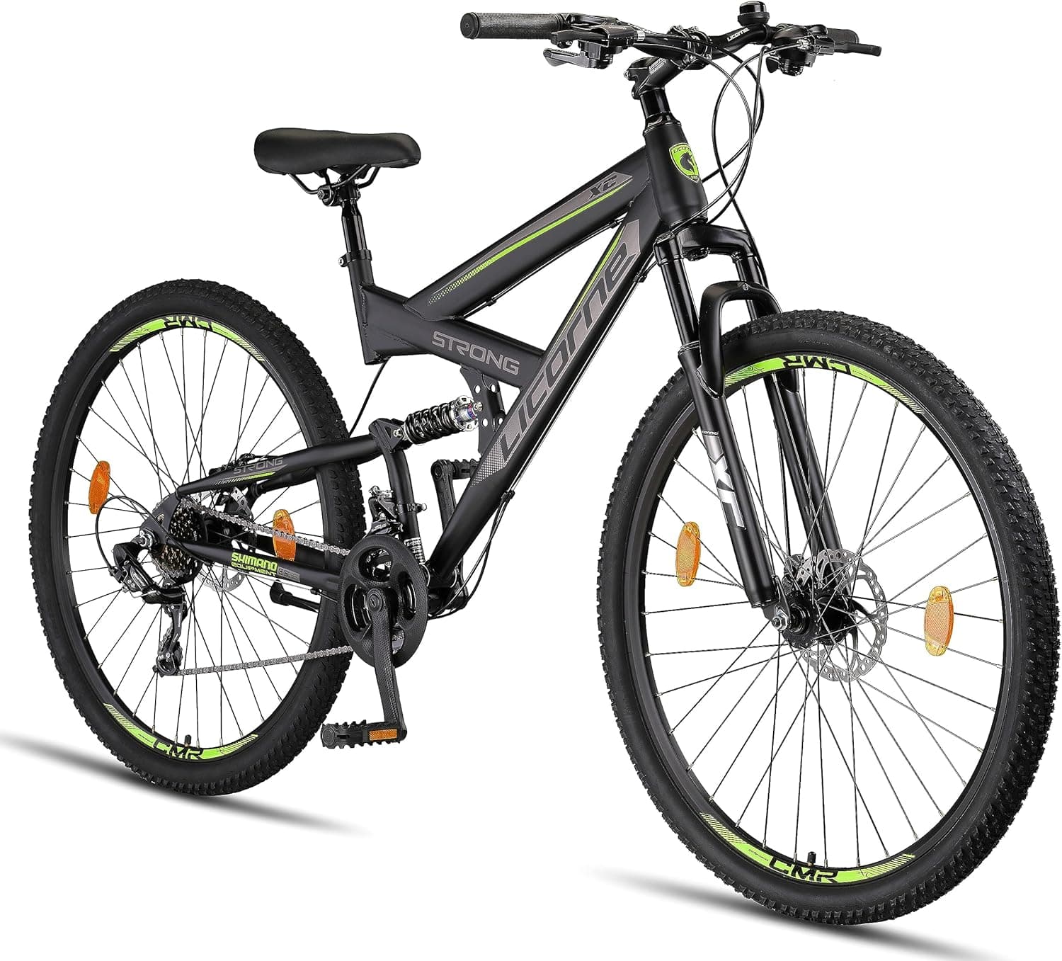 Licorne Bike Strong 2D Premium VTT 26", 27,5" et 29" - Noir/Vert citron  -  26 pouces