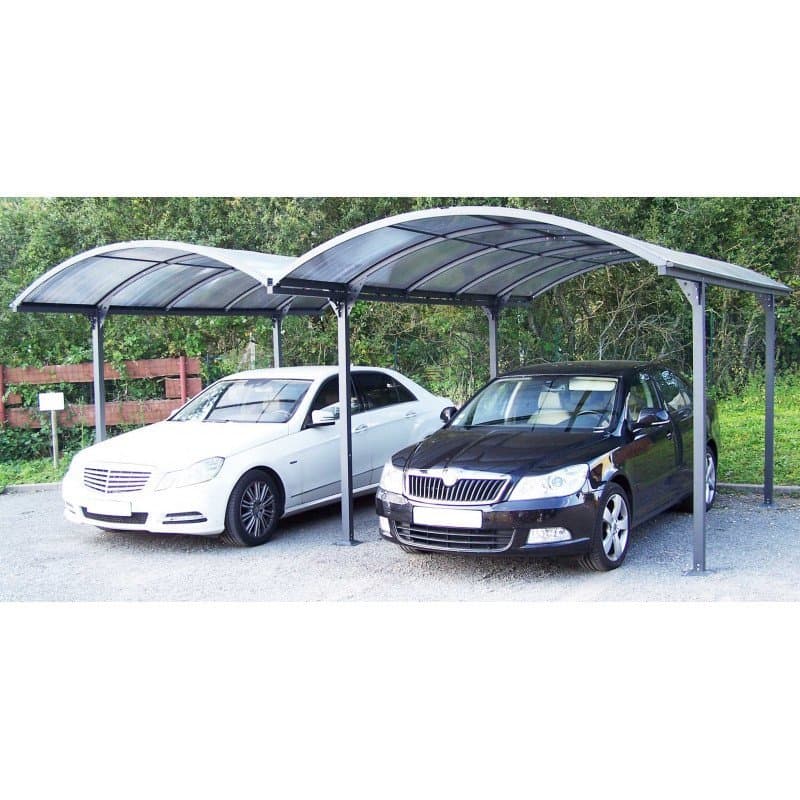 Carport 2 voitures en aluminium et polycarbonate 6mm ANTI-UV – Habrita | Compact, Robuste & Sécurisé